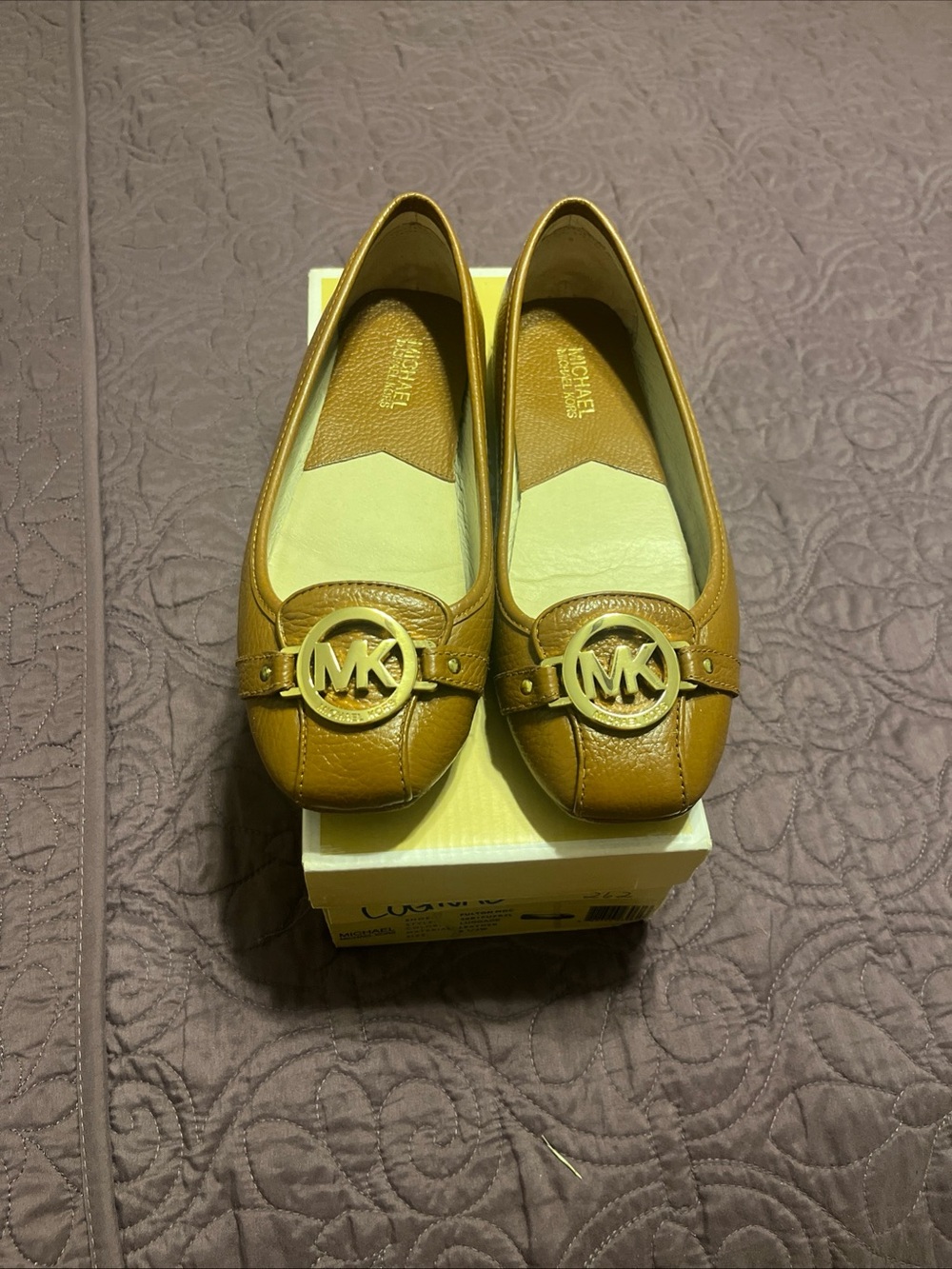 MICHAEL Michael Kors Tan Leather MK Logo Ballet Flats 8.5w